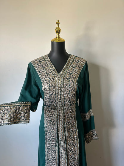 Traditional Moroccan Kaftan ~ (Green/Gold)