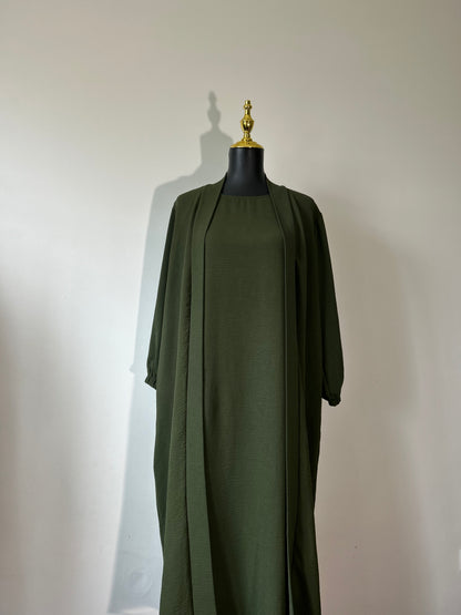Olive Green ~ Solid Color Abaya Set