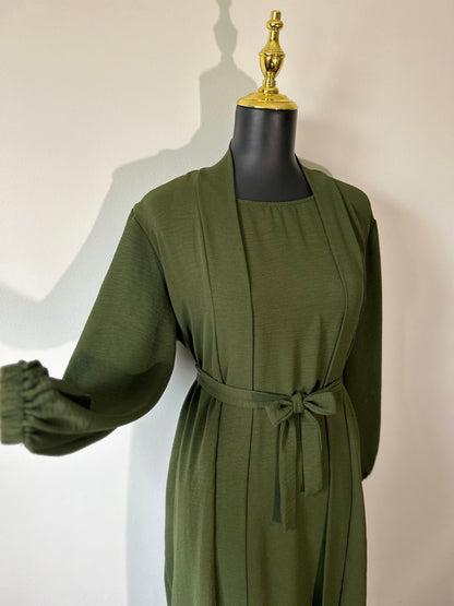 Olive Green ~ Solid Color Abaya Set