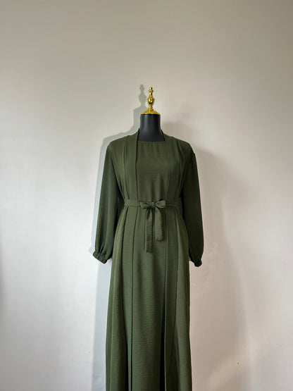 Olive Green ~ Solid Color Abaya Set