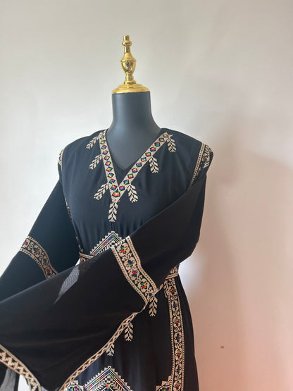 Traditional Palestinian V-Neck Thobe